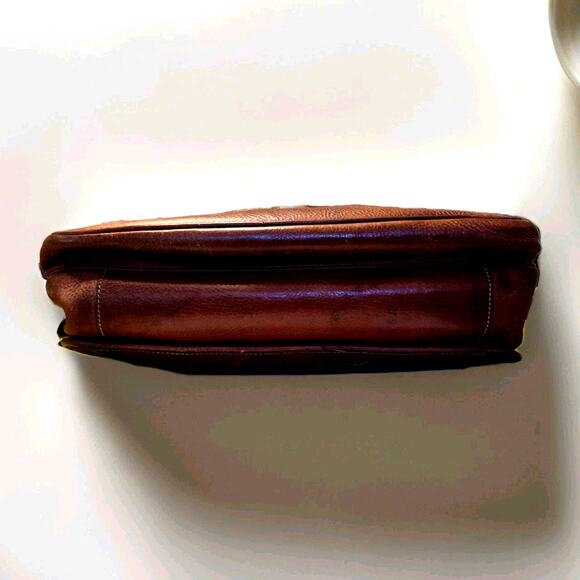 Vtg Pebbled Leather Briefcase Lap Top Messenger Bag Adjustable Shoulder Strap - Picture 6 of 15